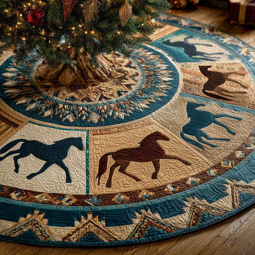 Desert Trail Horse Christmas Quilted Tree Skirt NCU0LDH137