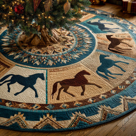 Desert Trail Horse Christmas Quilted Tree Skirt NCU0LDH137