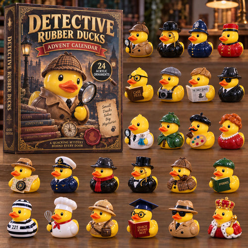 CHRISTMAS KICKOFF 40% OFF - Detective Rubber Ducks Advent Calendar 2026 - 24-Day Festive Countdown, Acrylic Charms Blind Box - Gift For Rubber Duck Lovers AC0TM283