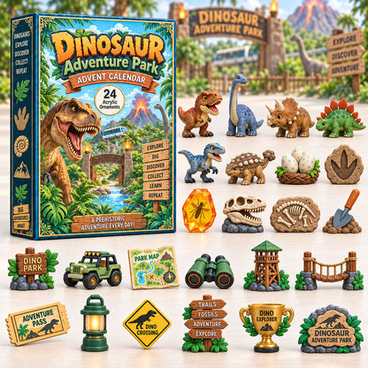 CHRISTMAS KICKOFF 40% OFF - Dinosaur Adventure Park Advent Calendar 2026 - 24-Day Festive Countdown, Acrylic Charms Blind Box - Gift For Kids Adventure AC0HA299