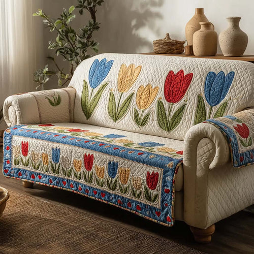 Distant Flower Valley Quilted Sofa Cover NCU0HNH927