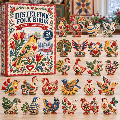 CHRISTMAS KICKOFF 40% OFF - Distelfink Folk Birds Advent Calendar 2026 - 24-Day Festive Countdown, Acrylic Charms Blind Box - Gift For Family and Friends AC0TD065