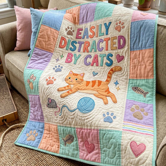 Distracted By Cats Quilted Blanket NCU0NXD1861