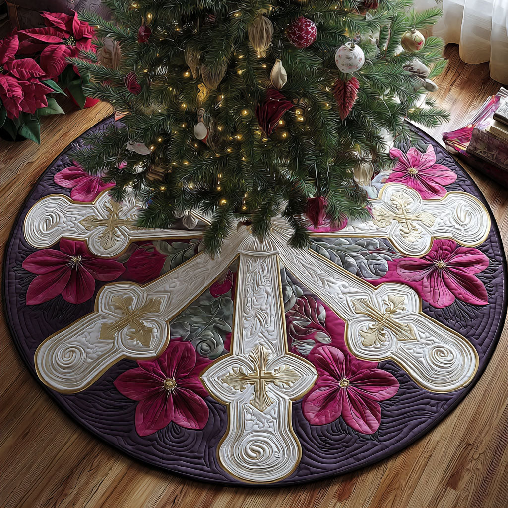 Divine Bloom Christmas Quilted Tree Skirt NCU0PTT2201