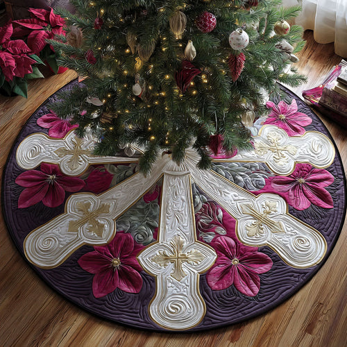 Divine Bloom Christmas Quilted Tree Skirt NCU0PTT2201