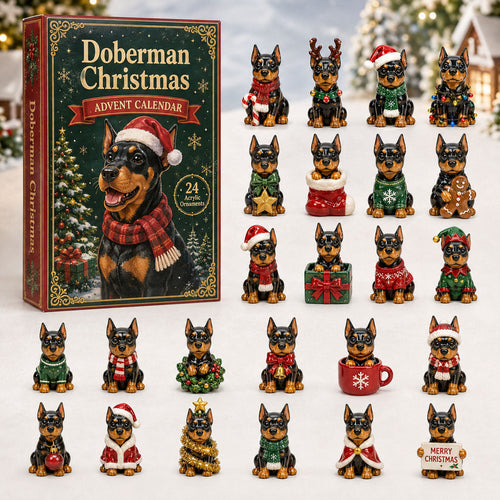 CHRISMAST KICKOFF 40% OFF - Doberman Christmas Advent Calendar 2026 - 24-Day Festive Countdown, Acrylic Charms Blind Box - Gift For Doberman Lovers AC0HA091
