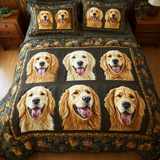 Dog Blocks 3-Piece Quilted Bedding Set NCU0NVH830