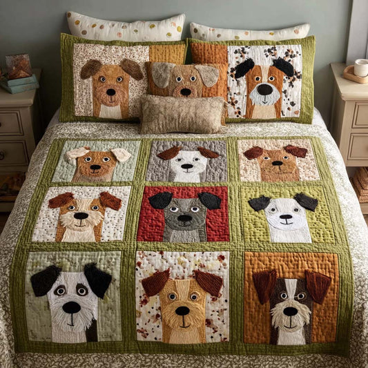 Dog Harmony 3-Piece Quilted Bedding Set NCU0NNT2674