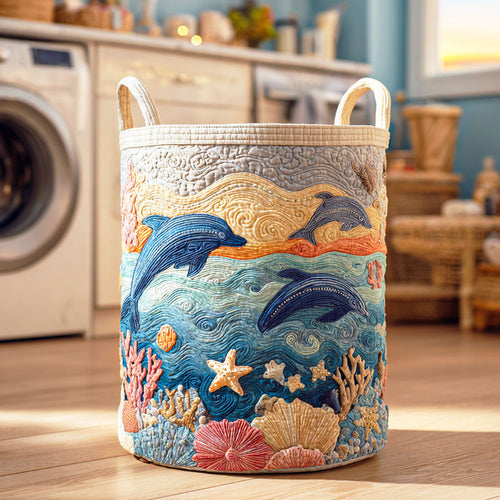 Dolphin Tide Dance Quilted Laundry Basket NCU0NTD524