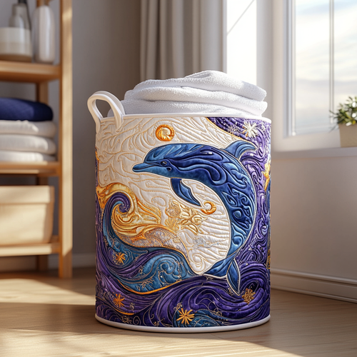 Dolphin Wave Quilted Laundry Basket NCU0DDK856