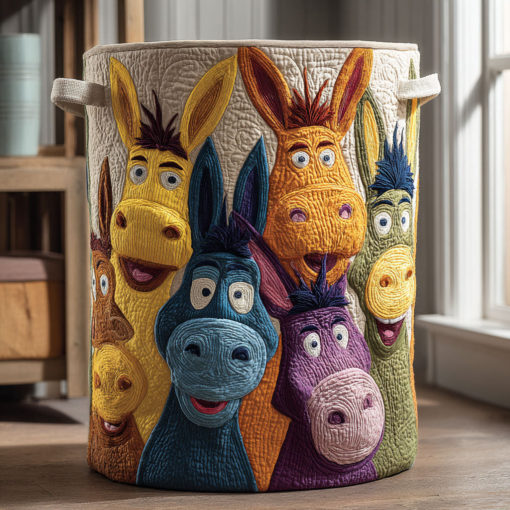 Donkey Smiles Quilted Laundry Basket NCU0DDK2192