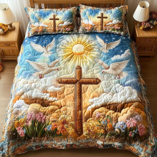 Dove Radiance 3-Piece Quilted Bedding Set NCU0NNT246