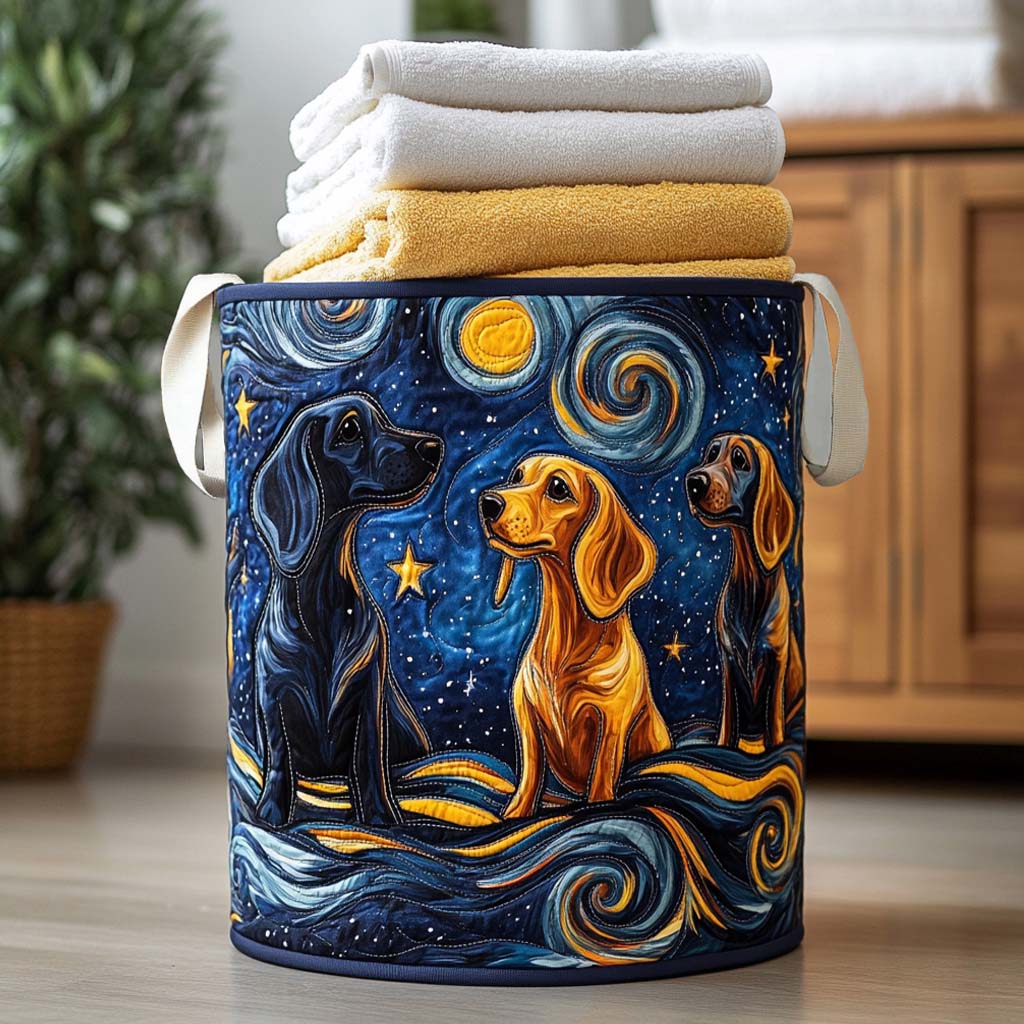 Doxie Charm Quilted Laundry Basket NCU0NNL066