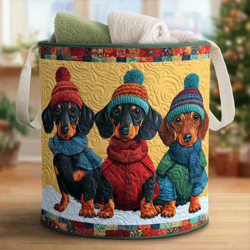 Doxie Family Quilted Laundry Basket NCU0NNL068