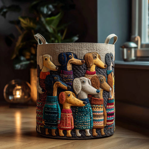 Doxie Friends Quilted Laundry Basket NCU0DV1638