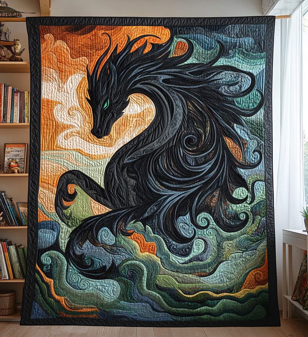 Dragon Obsidian Quilted Blanket NCU0DV528