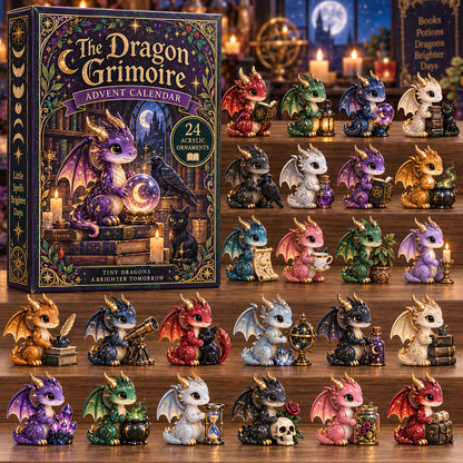 CHRISTMAS KICKOFF 40% OFF - Dragon Grimoire Advent Calendar 2026 - 24-Day Festive Countdown, Acrylic Charms Blind Box - Gift For Dragon Lovers AC0TV014