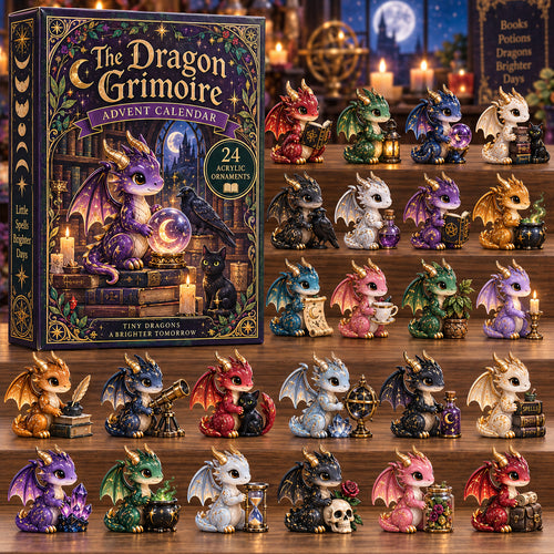 CHRISTMAS KICKOFF 40% OFF - Dragon Grimoire Advent Calendar 2026 - 24-Day Festive Countdown, Acrylic Charms Blind Box - Gift For Dragon Lovers AC0TV014