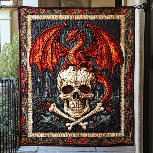 Dragon Skull Throne Quilted Blanket NCU0DK782