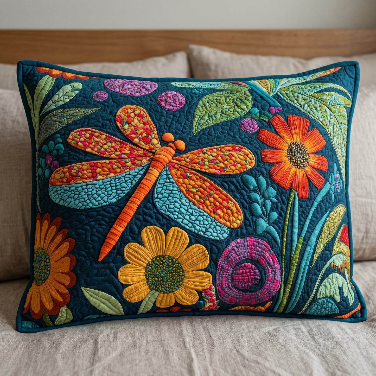 Dragonfly Harmony Quilted Bedding Pillow Case NCU0DV1540