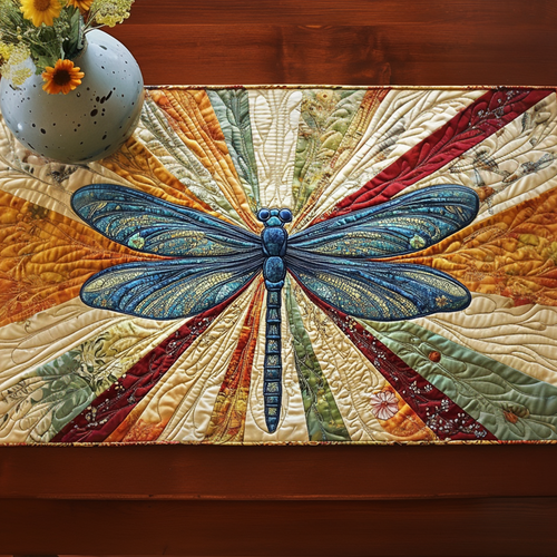 Dragonfly Rustic Charm Quilted Table Runner NCU0NNT1033
