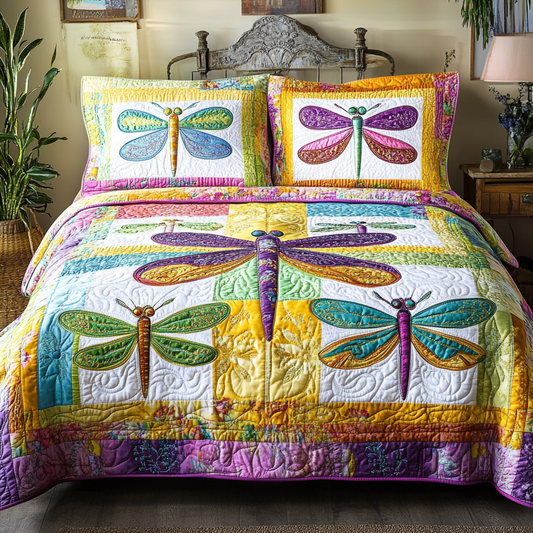 Dragonfly Bliss 3-Piece Quilted Bedding Set NCU0NVH477