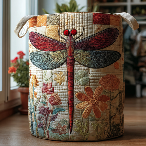Dragonfly Bloom Quilted Laundry Basket NCU0DDK1150