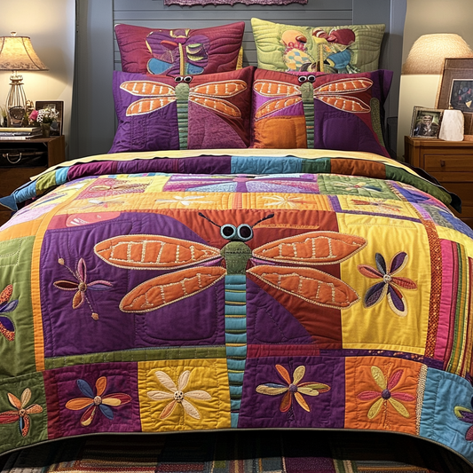 Dragonfly Delight 3-Piece Quilted Bedding Set NCU0NVH479