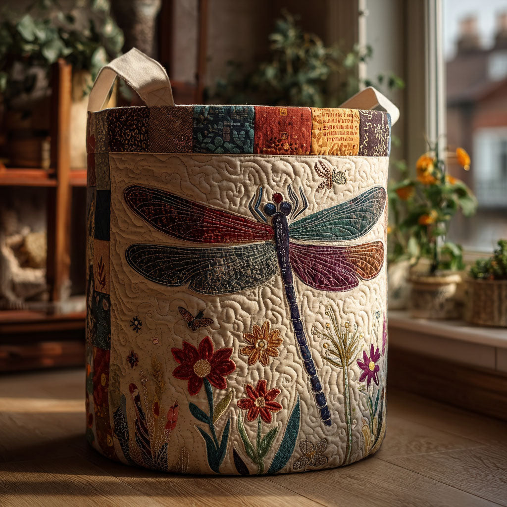Dragonfly Flourish Quilted Laundry Basket NCU0PTT2561