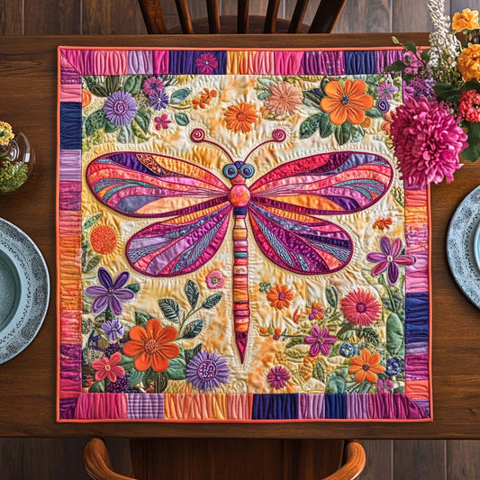 Dragonfly Garden Whisper Quilted Table Topper NCU0NNT1002