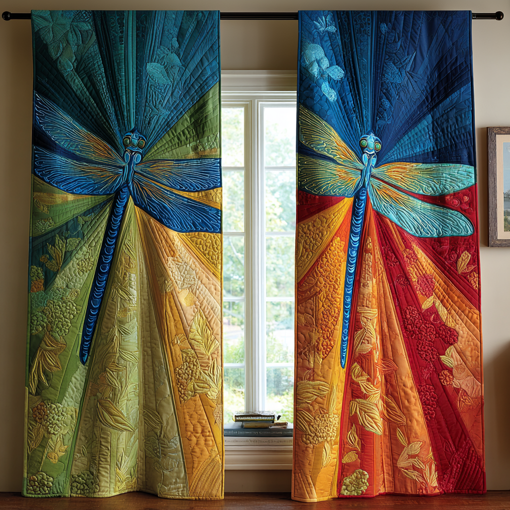 Dragonfly Glow Quilted Curtains NCU0DDK1779