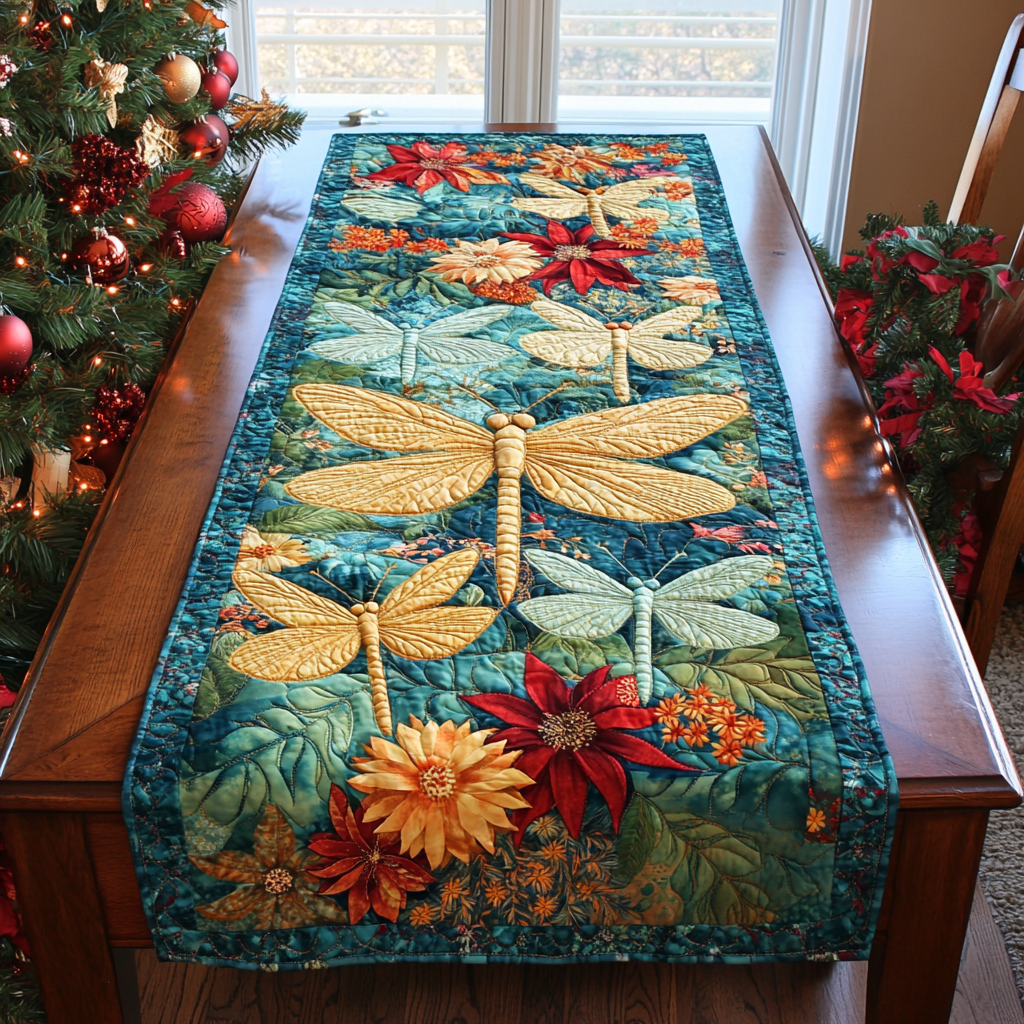 Dragonfly Light Quilted Table Runner NCU0DDK1479 – Quiltnest