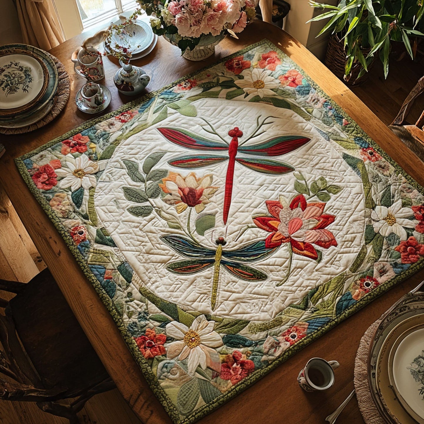 Dragonfly Meadow Quilted Table Topper NCU0PTT878