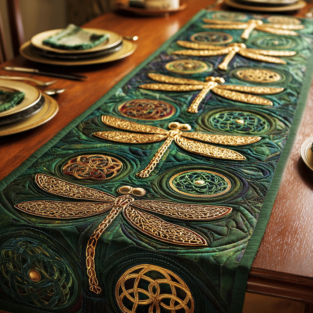 Dragonfly Moon Weave Quilted Table Runner NCU0NTD838