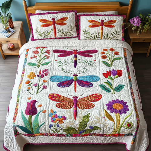 Dragonfly Serenade 3-Piece Quilted Bedding Set NCU0NVH179