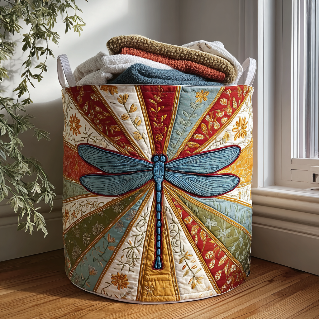 Dragonfly Shine Quilted Laundry Basket NCU0DDK578