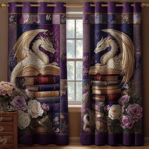 Dragons Library Quilted Curtains NCU0TH3816