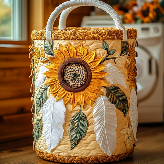Dream Sunflower Quilted Laundry Basket NCU0PVL388