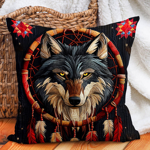 Dreamcatcher Wolf Quilted Pillow Case NCU0DV1027