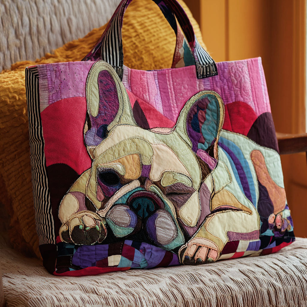 Bulldog Quilted Tote Bag NCU0QN077