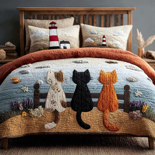 Dreamy Cat Squad 3-Piece Quilted Bedding Set NCU0NNL185