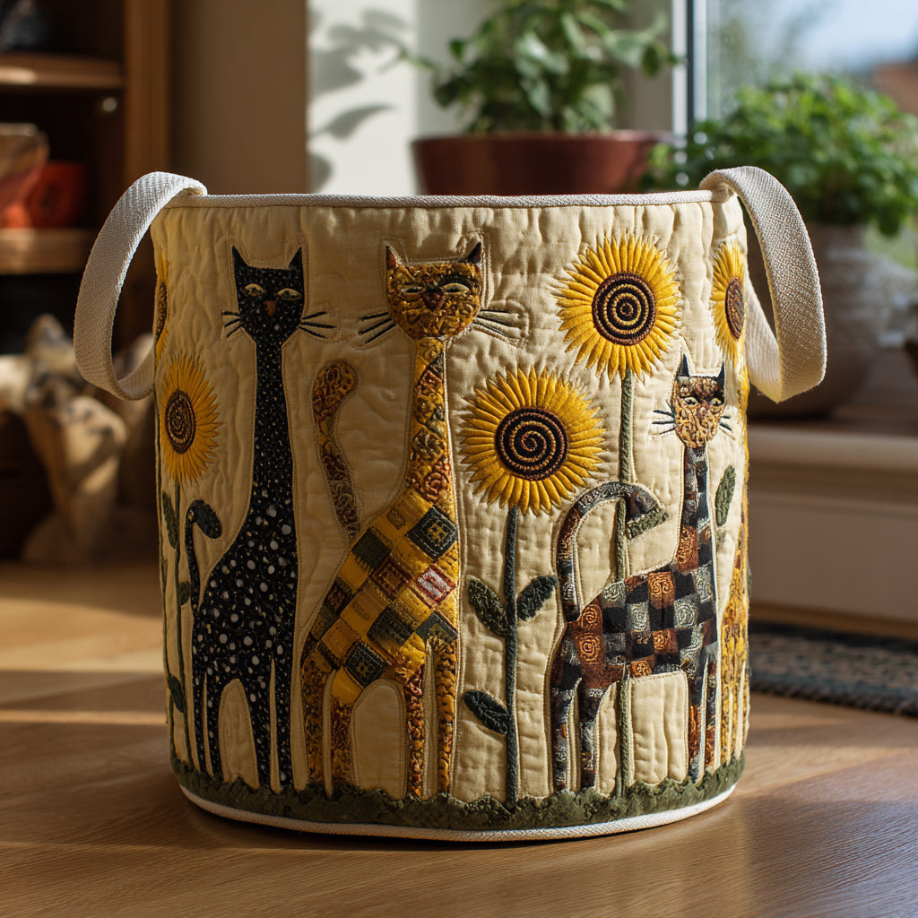 Dreamy Cats Quilted Laundry Basket NCU0DV1615