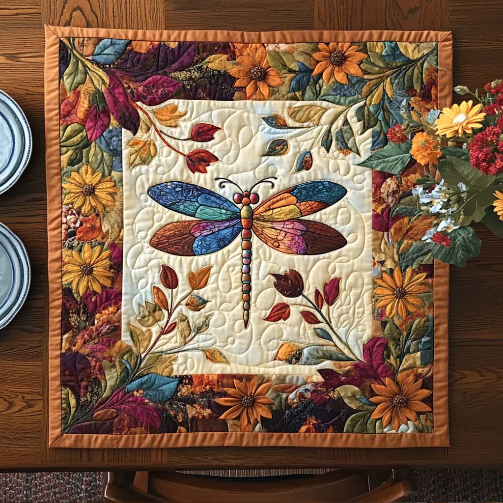 Dreamy Dragonfly Meadow Quilted Table Topper NCU0NNT1001