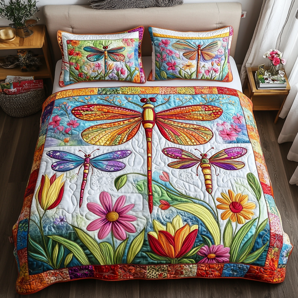 Dreamy Flora 3-Piece Quilted Bedding Set NCU0NVH180