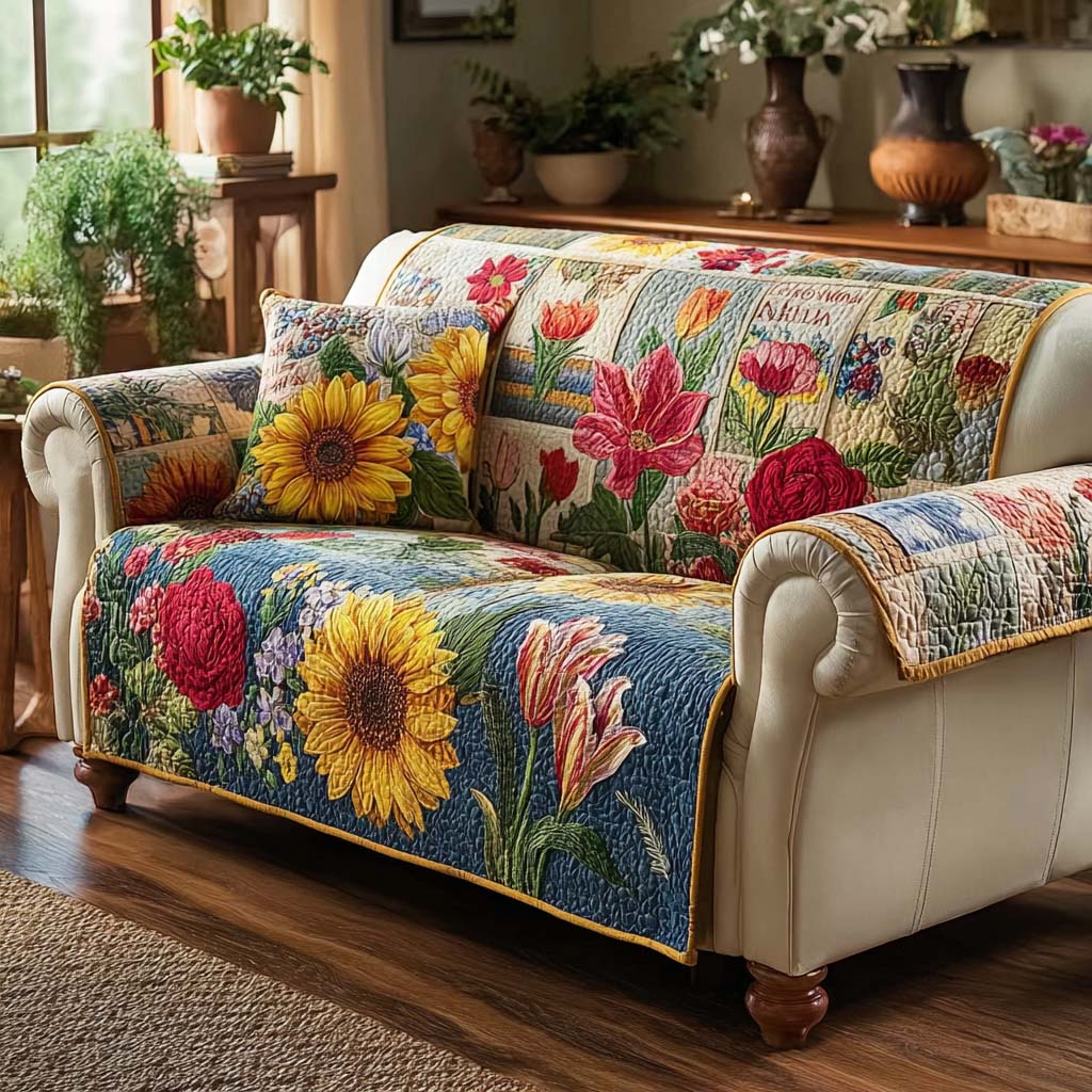 Dreamy Flower Garden Quilted Sofa Cover NCU0HNH928