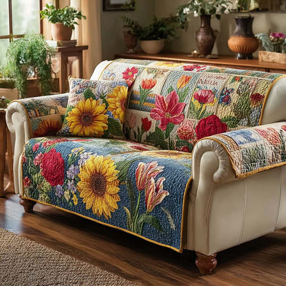 Dreamy Flower Garden Quilted Sofa Cover NCU0HNH928
