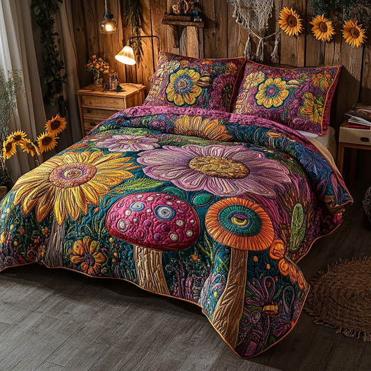 Dreamy Fungi 3-Piece Quilted Bedding Set NCU0PVL097