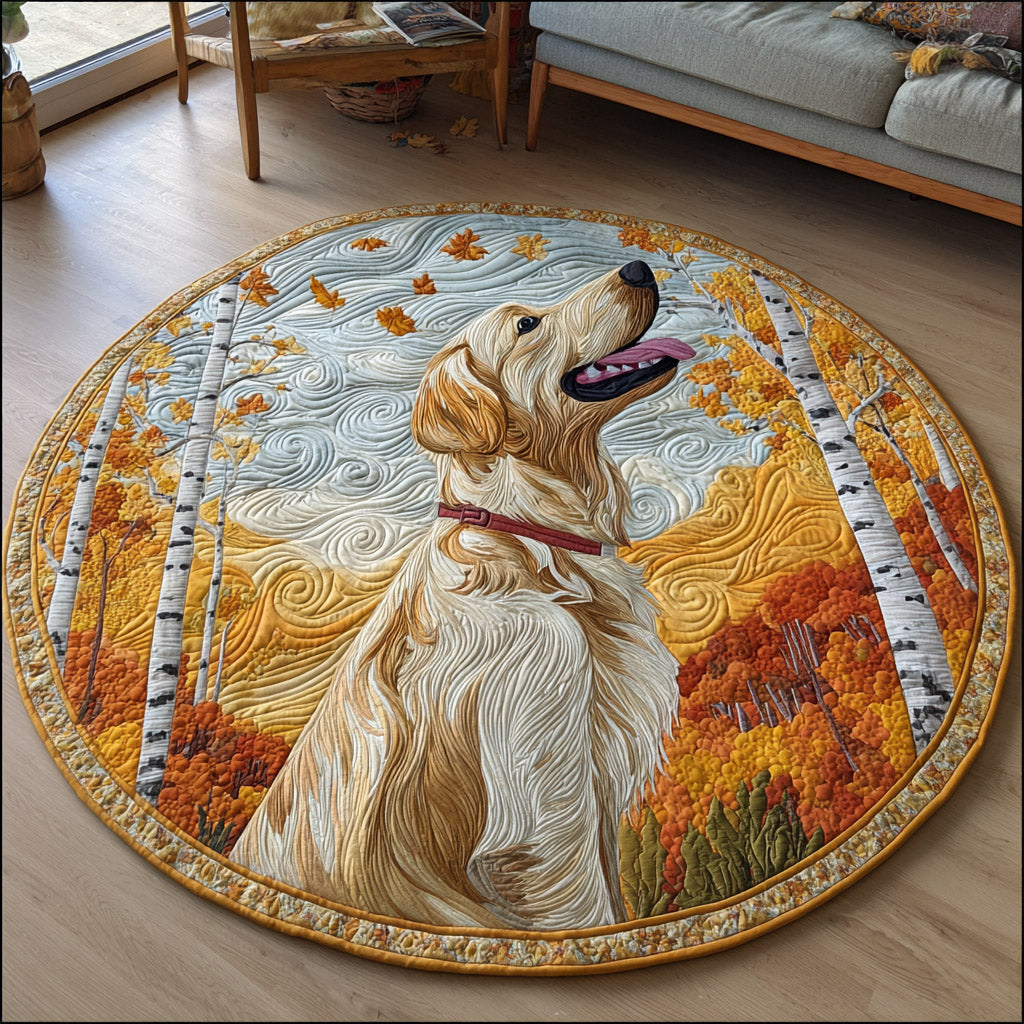 Dreamy Golden Retriever Quilted Round Mat NCU0HNH1199