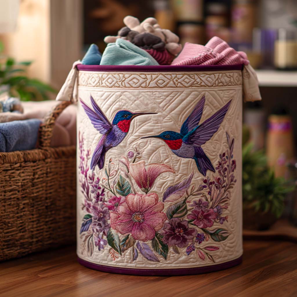 Dreamy Hummingbird Path Quilted Laundry Basket NCU0NNT1412
