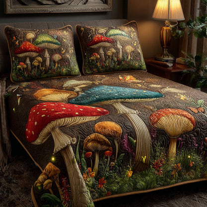 Dreamy Shrooms 3-Piece Quilted Bedding Set NCU0PTT2331